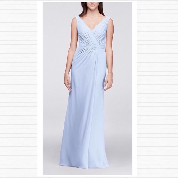 David's Bridal Dresses & Skirts - David’s Bridal Baby Blue Unaltered Long Formal Chiffon Dress